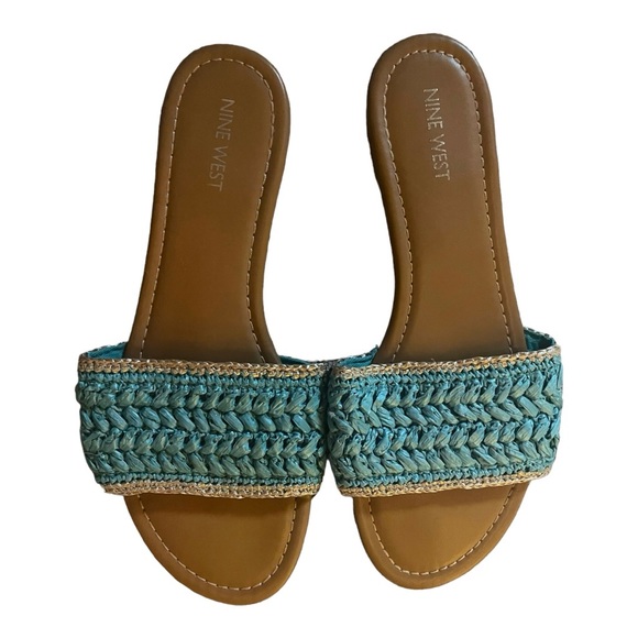 NINE WEST Blue Beehiv Slide Sandal  9 NWT - Picture 4 of 14